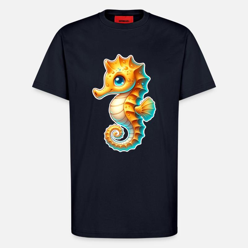 Hippocampe Hippocampe - T-shirt bio décontracté fabriqué en UE - DARK NAVY