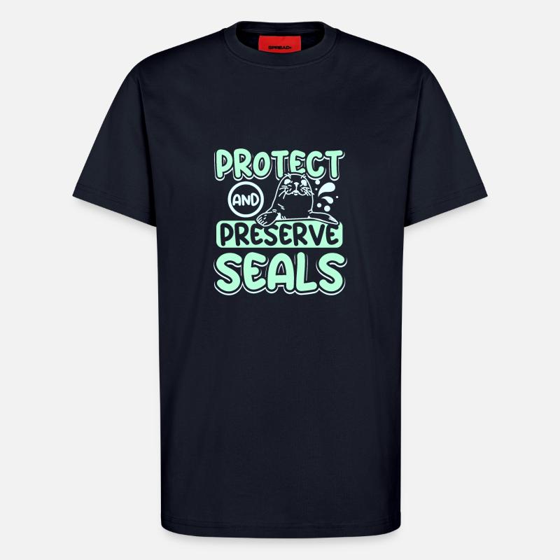 Protéger et préserver les phoques - T-shirt bio décontracté fabriqué en UE - DARK NAVY