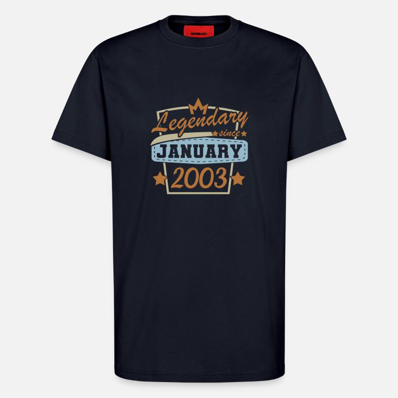Anniversaire 20 ans Janvier 2003 - T-shirt bio décontracté fabriqué en UE - DARK NAVY