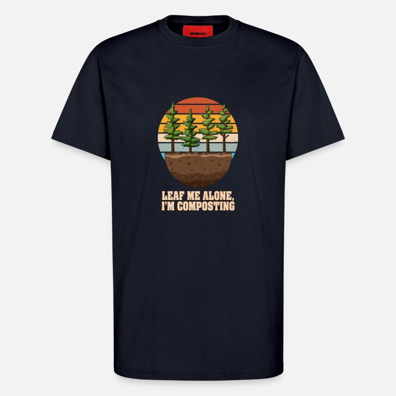 Feuille-moi seul je composte - T-shirt bio décontracté fabriqué en UE - DARK NAVY