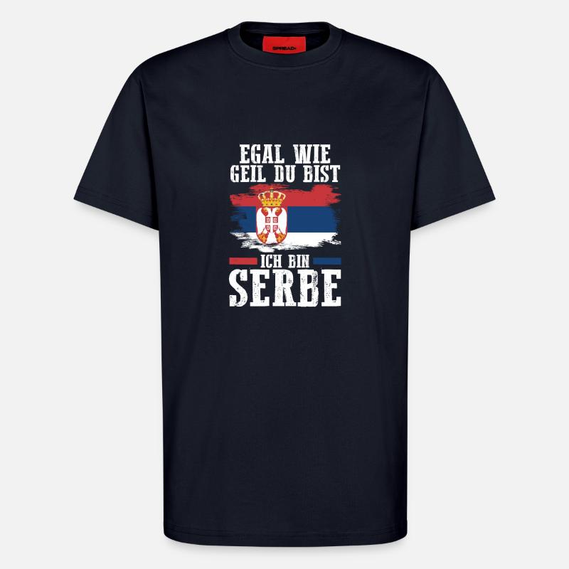 Serbe Serbe Serbie - T-shirt bio décontracté fabriqué en UE - DARK NAVY