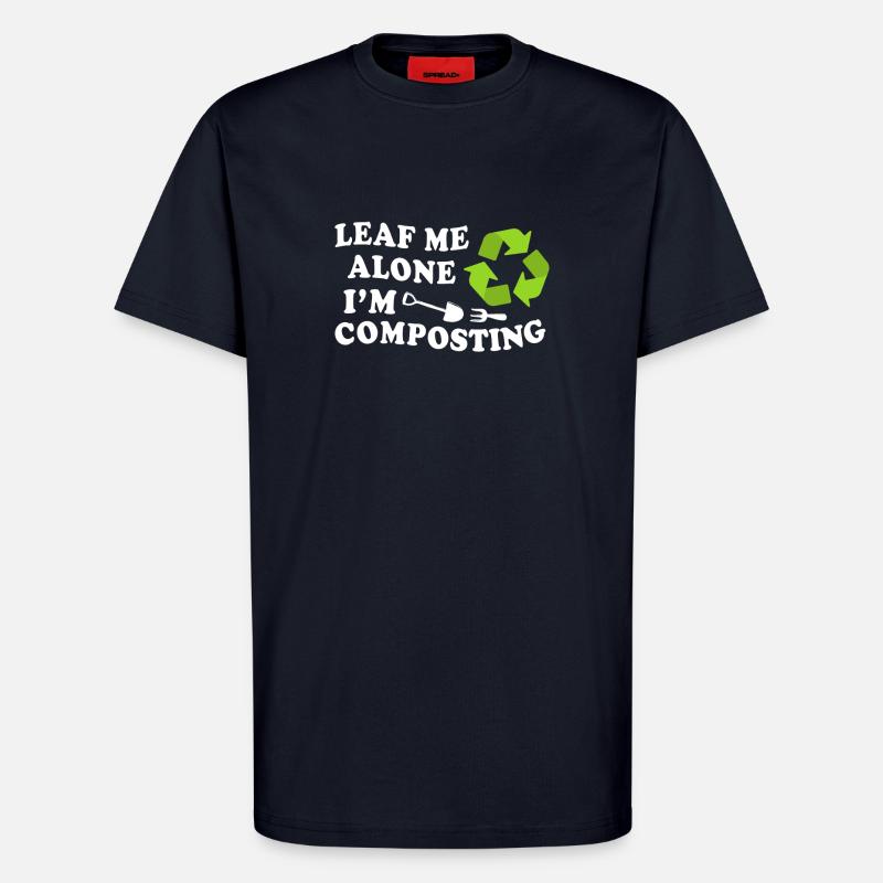 Leaf Me Alone Je composte - T-shirt bio décontracté fabriqué en UE - DARK NAVY