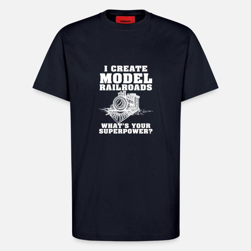 I Create Model Railroads Superpower - T-Shirt - made by SPREAD - DARK NAVY