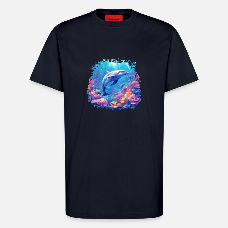 Dolphin Dolphins Dolphin - T-Shirt - made by SPREAD - DARK NAVY