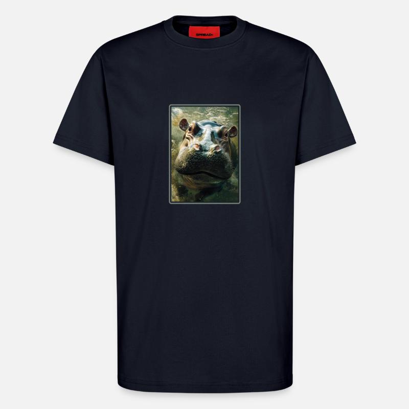 Nilpferd Flußpferd - T-Shirt - made by SPREAD - DARK NAVY