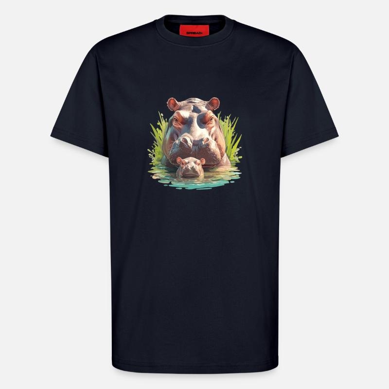 Nilpferd Flußpferd - T-Shirt - made by SPREAD - DARK NAVY