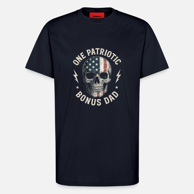 Bonus Dad mit Flaggen-Schädel - T-Shirt - made by SPREAD - DARK NAVY