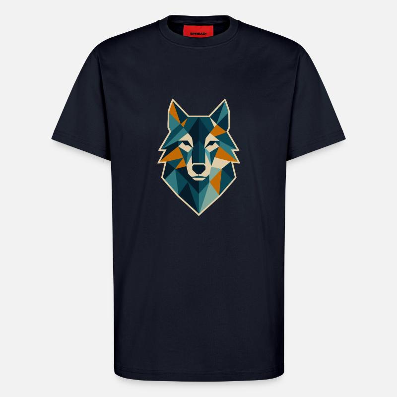 Geometrischer Wolfskopf Polygon Stil - T-Shirt - made by SPREAD - DARK NAVY