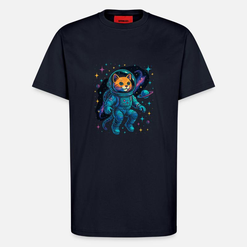 Chat de l’espace - Chat astronaute - T-shirt bio décontracté fabriqué en UE - DARK NAVY