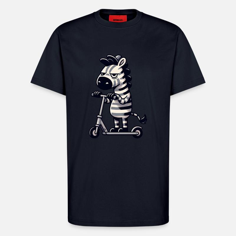 Zebra Kickroller Skurril Lustig Comic - T-Shirt - made by SPREAD - DARK NAVY