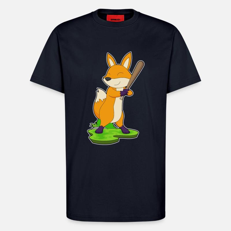 Batte de baseball Fox - T-shirt bio décontracté fabriqué en UE - DARK NAVY