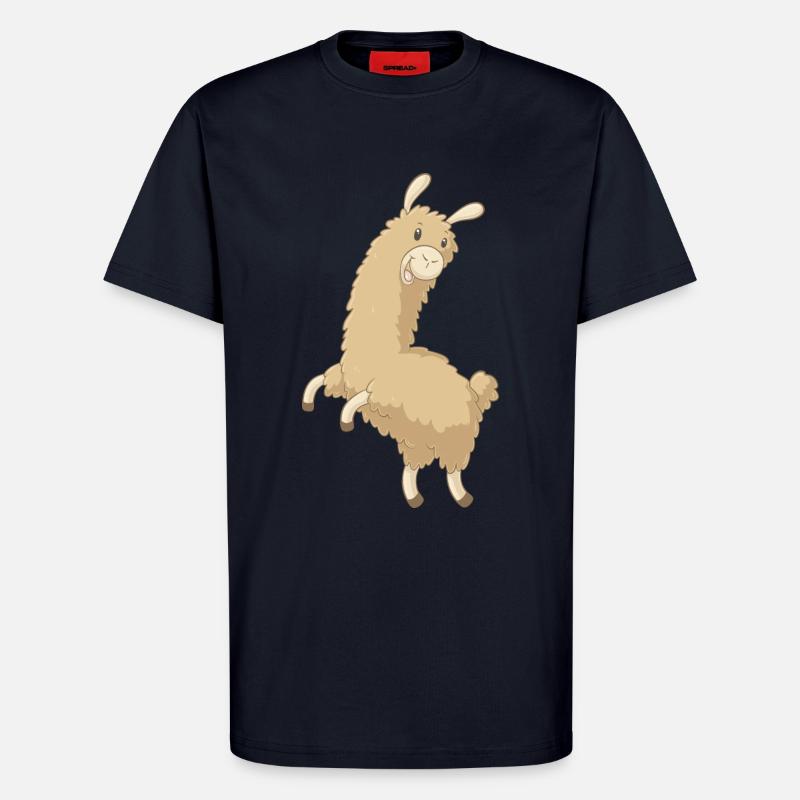 Springendes Comic Alpaka - T-Shirt - made by SPREAD - DARK NAVY