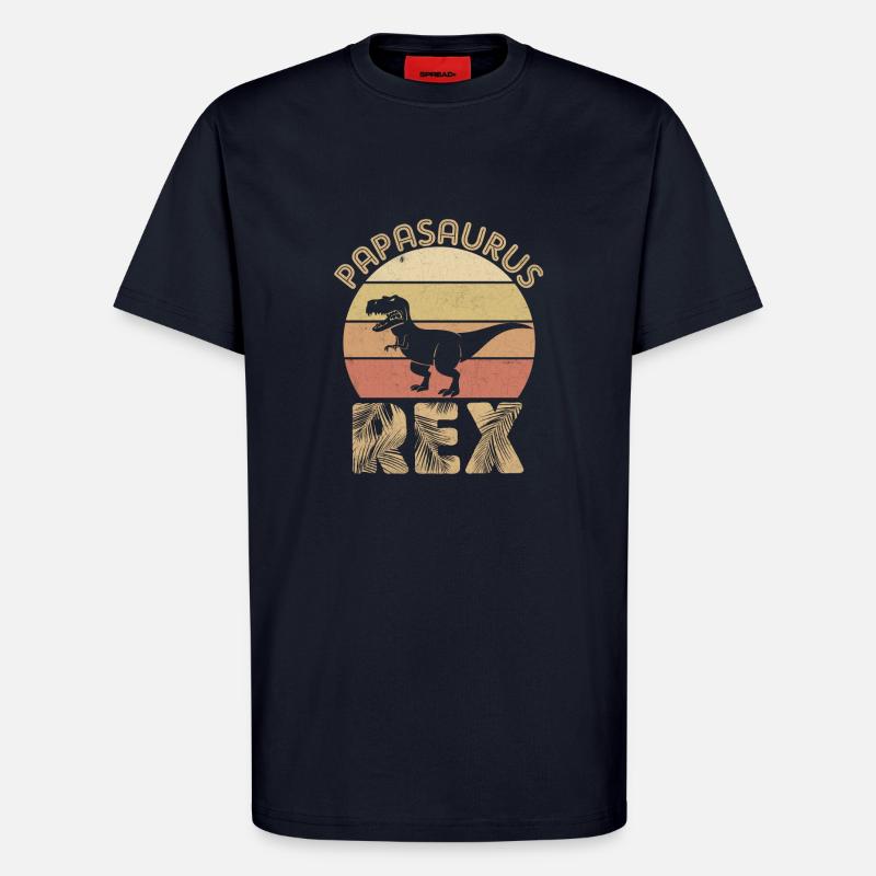 Papasaurus Rex Papa Dinosaure - T-shirt bio décontracté fabriqué en UE - DARK NAVY