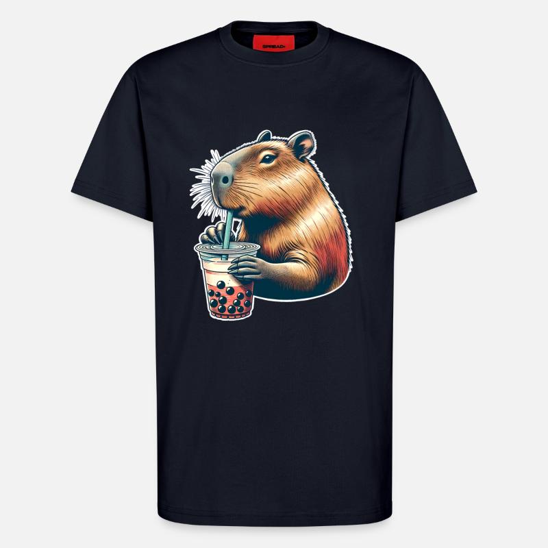 Capybara Bubble Tea - T-Shirt - made by SPREAD - DARK NAVY