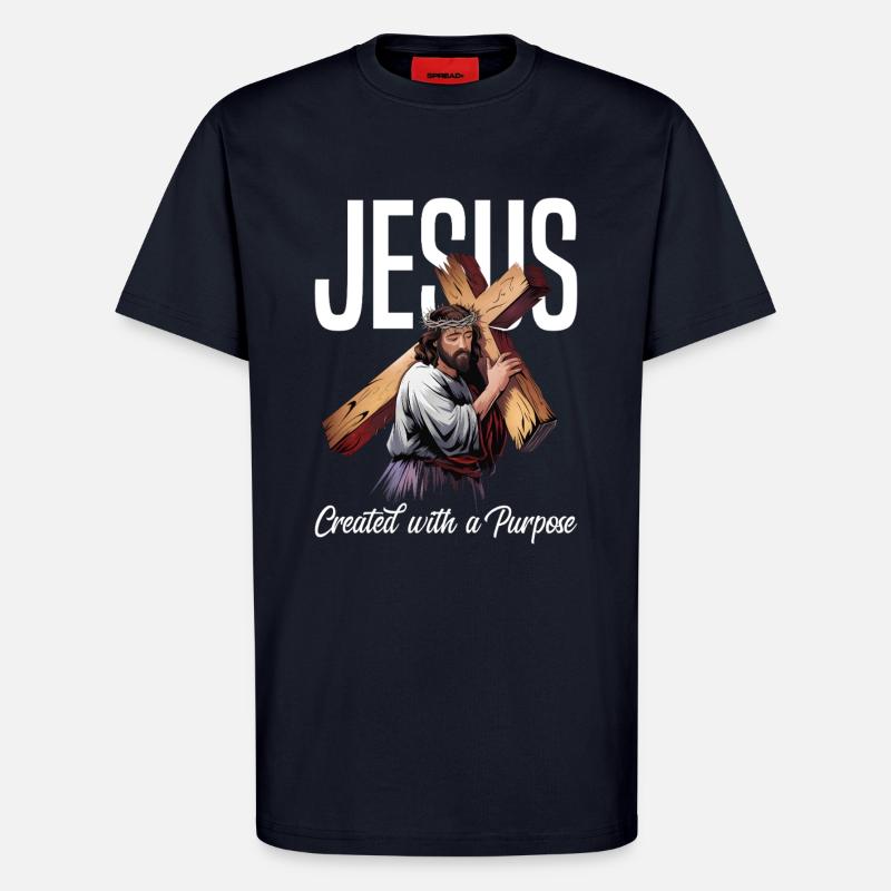Jesus Created With A Purpose - T-Shirt - made by SPREAD - DARK NAVY