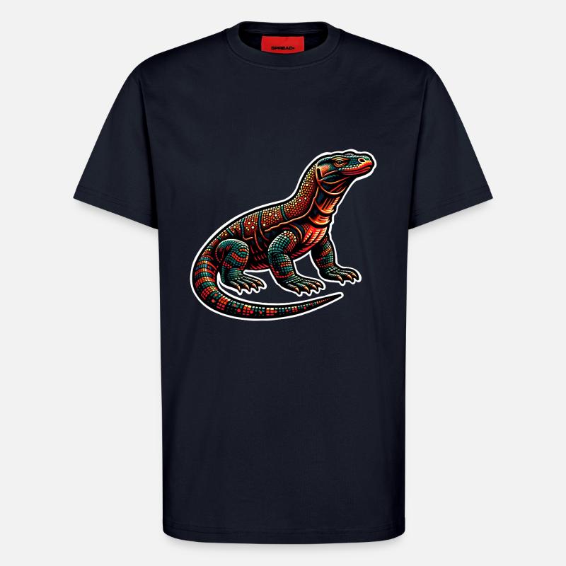 Dragon de Komodo - T-shirt bio décontracté fabriqué en UE - DARK NAVY