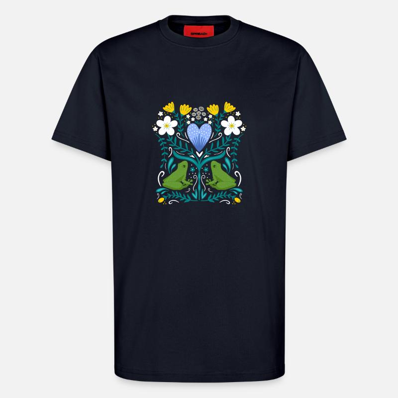 Frösche und blumen - T-Shirt - made by SPREAD - DARK NAVY