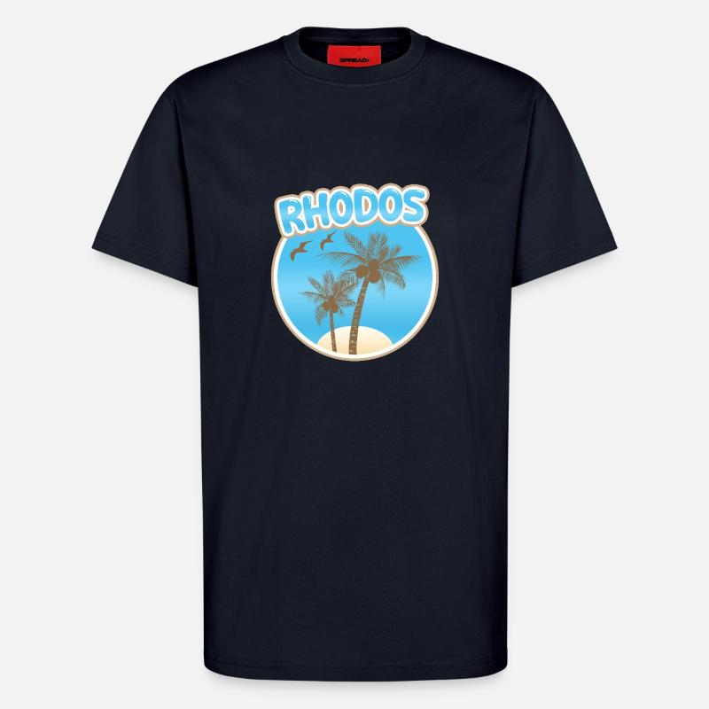 Vacances à Rhodes - T-shirt bio décontracté fabriqué en UE - DARK NAVY