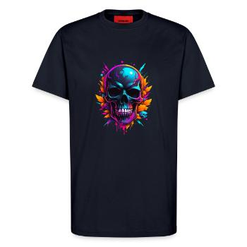 Skull - T-Shirt - made by SPREAD - DARK NAVY - Vorne - Alina (178cm) & Michal (187cm)