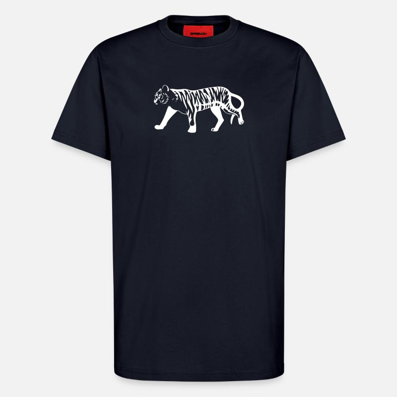 Stilisierter Tiger mit Tiermuster - T-Shirt - made by SPREAD - DARK NAVY