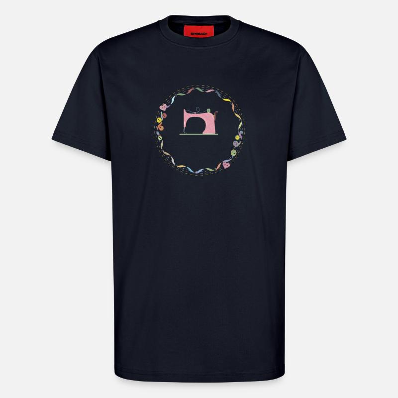 nostalgisch bunte Nähmaschine mit Knöpfe - T-Shirt - made by SPREAD - DARK NAVY