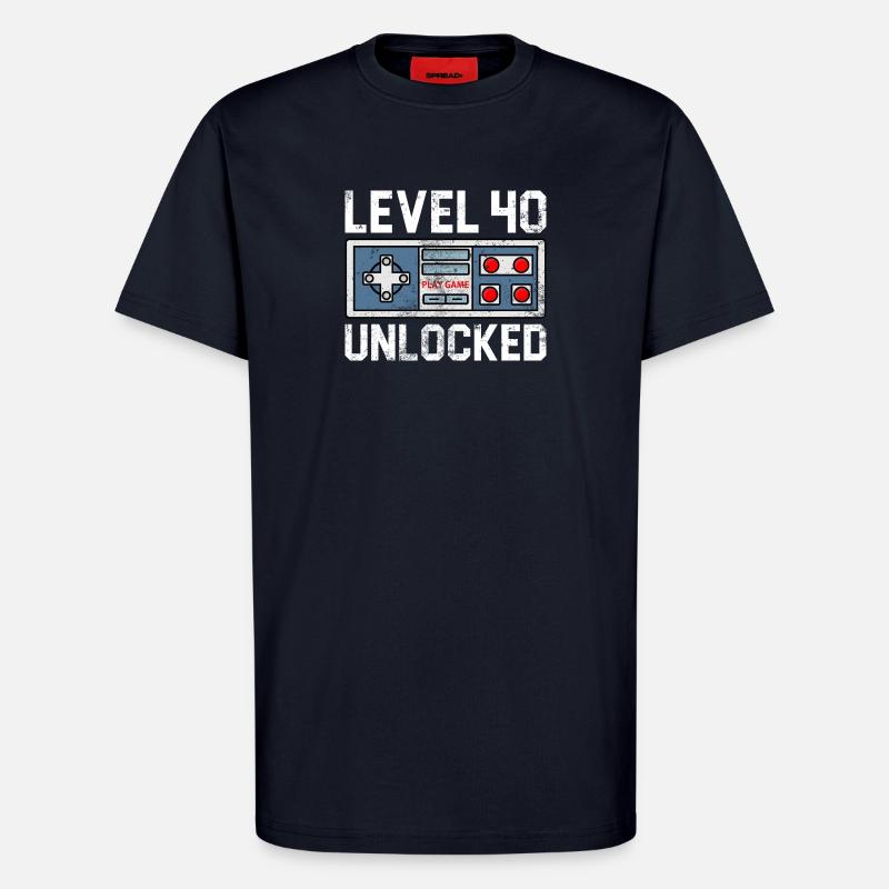 Console rétro débloquée niveau 40 - T-shirt bio décontracté fabriqué en UE - DARK NAVY