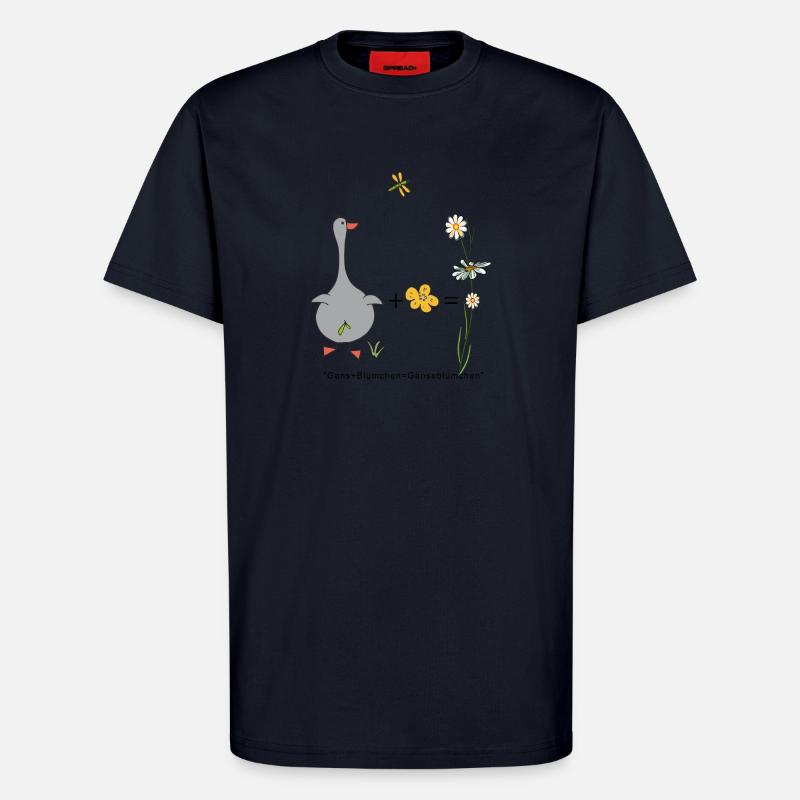 Gans und Blümchen gleich Gänseblümchen - T-Shirt - made by SPREAD - DARK NAVY