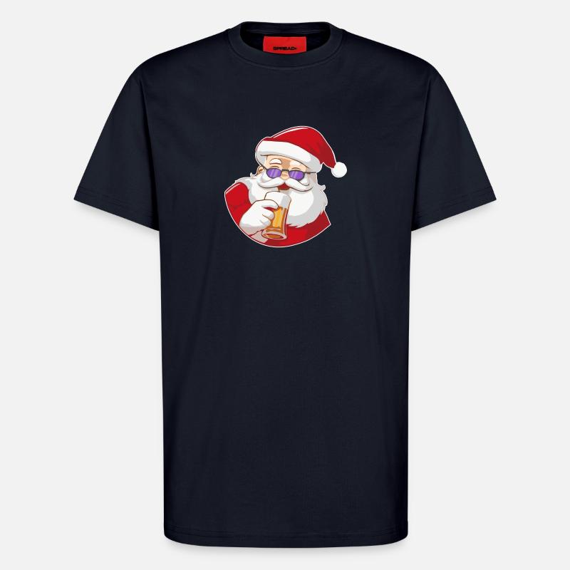 Weihnachtsmann mit Bier und Sonnenbrille - T-Shirt - made by SPREAD - DARK NAVY