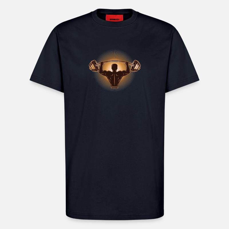 Hantel in der Hand - Bodybuilder mit Gewicht - T-Shirt - made by SPREAD - DARK NAVY