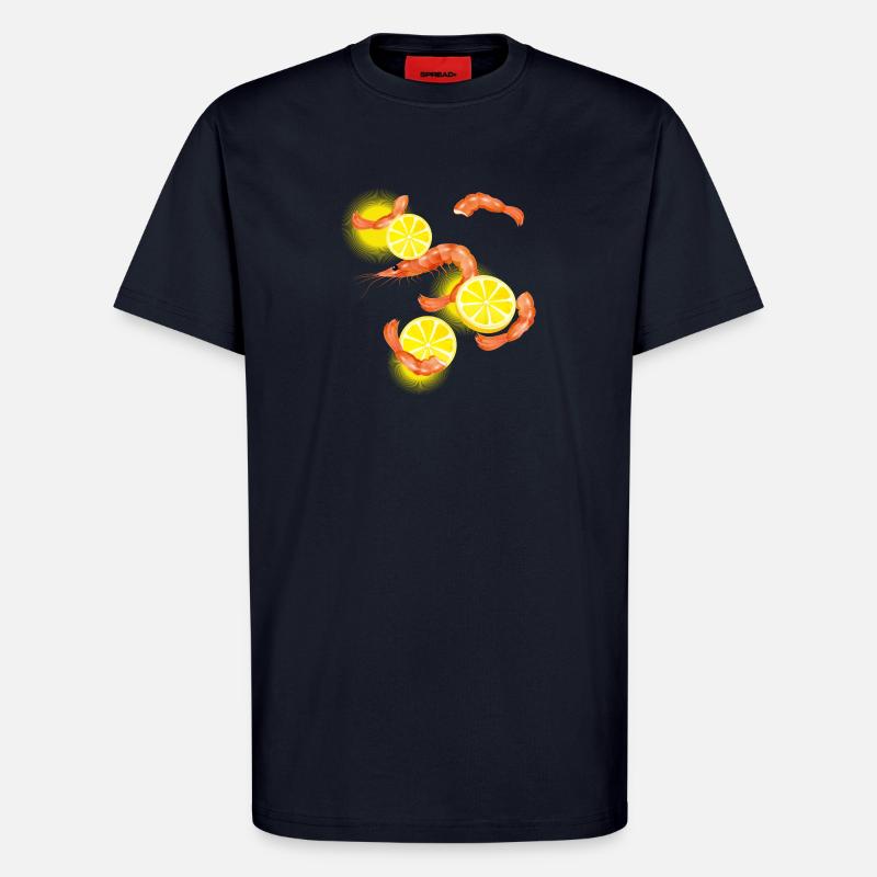 Garnelen oder Shrimps mit Zitronen Scheiben - T-Shirt - made by SPREAD - DARK NAVY