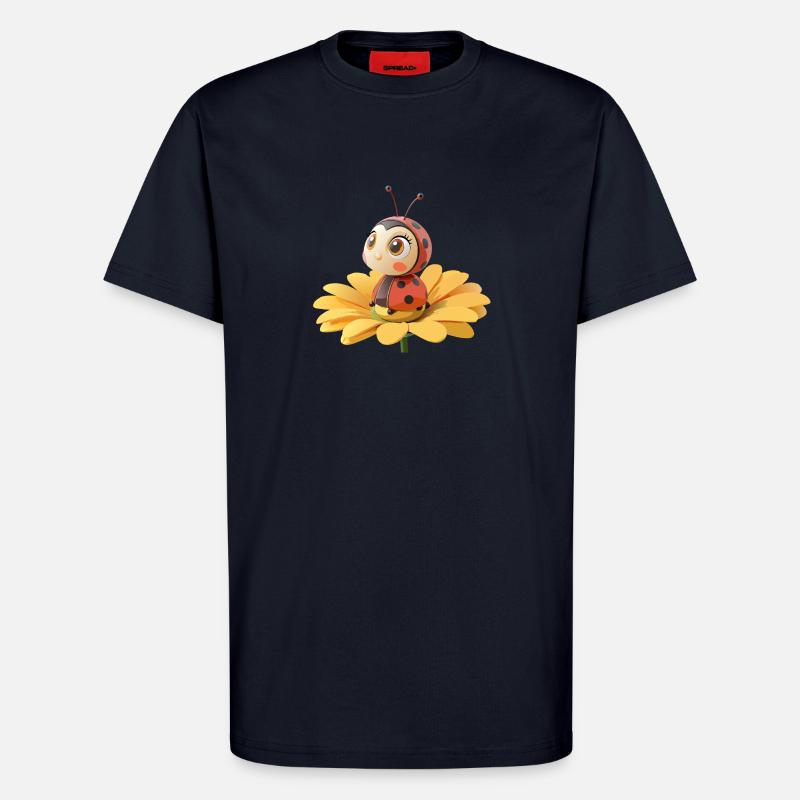 Coccinelle mignonne sur une fleur - T-shirt bio décontracté fabriqué en UE - DARK NAVY