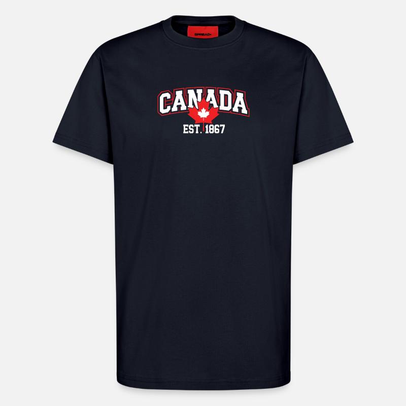 Canada Patriotic Maple Leaf Design - T-shirt bio décontracté fabriqué en UE - DARK NAVY