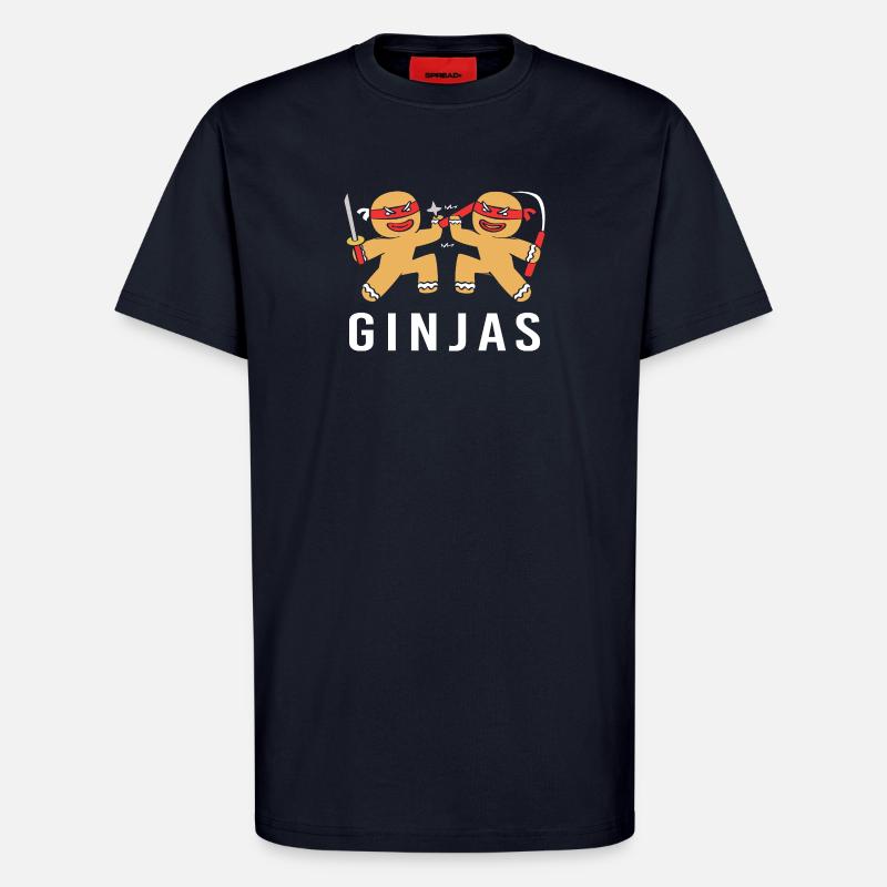 Gingerbread Christmas Ninja Gingerbread Man - T-Shirt - made by SPREAD - DARK NAVY