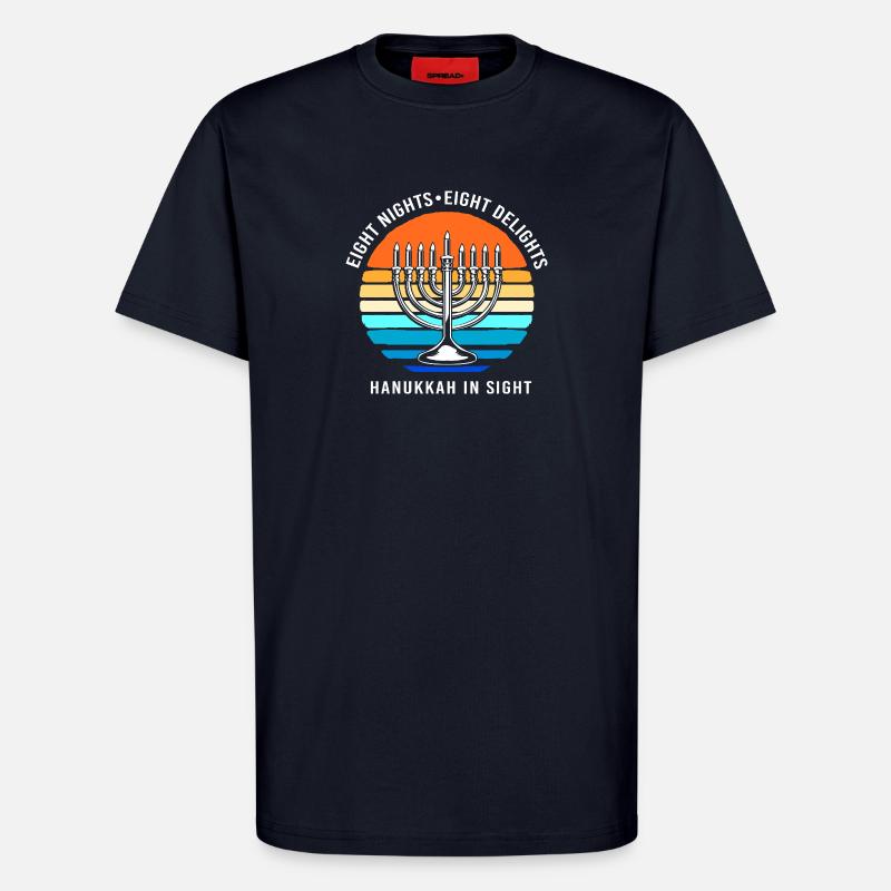 Hanoukka Hanoukka Hanoukka - T-shirt bio décontracté fabriqué en UE - DARK NAVY