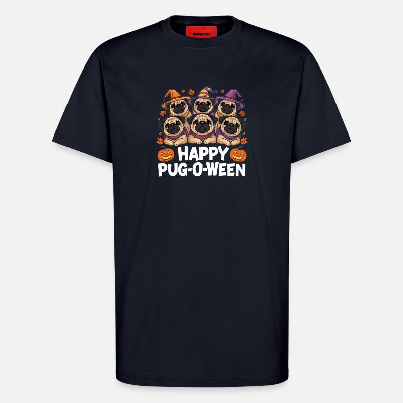 Mops-O-Ween Hexenhut Möpse - T-Shirt - made by SPREAD - DARK NAVY
