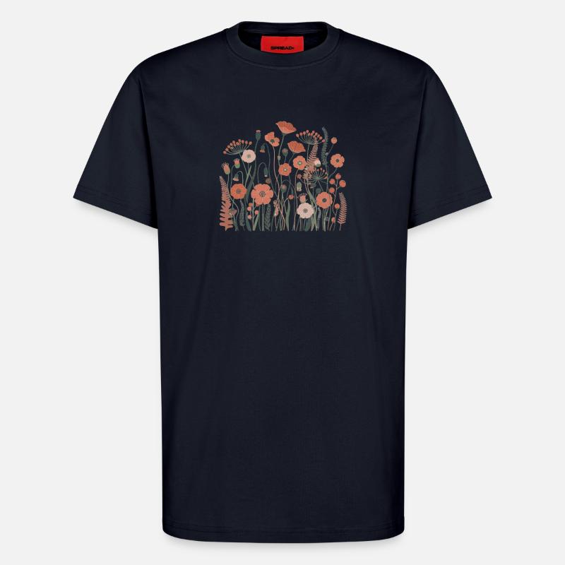 Boho Wildblumen – Blühende Harmonie - T-Shirt - made by SPREAD - DARK NAVY