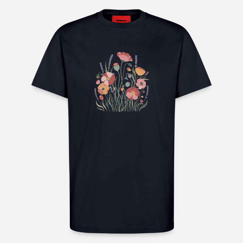 Boho Wildblumen – Blühende Harmonie - T-Shirt - made by SPREAD - DARK NAVY