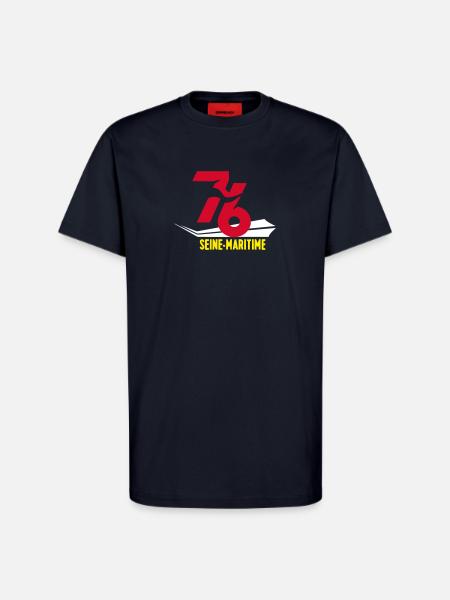 Stylized 76 Seine-Maritime emblem - T-Shirt - made by SPREAD - DARK NAVY