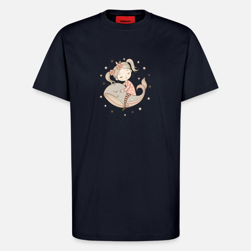 Traumhaftes Mädchen reitet auf Wal - T-Shirt - made by SPREAD - DARK NAVY