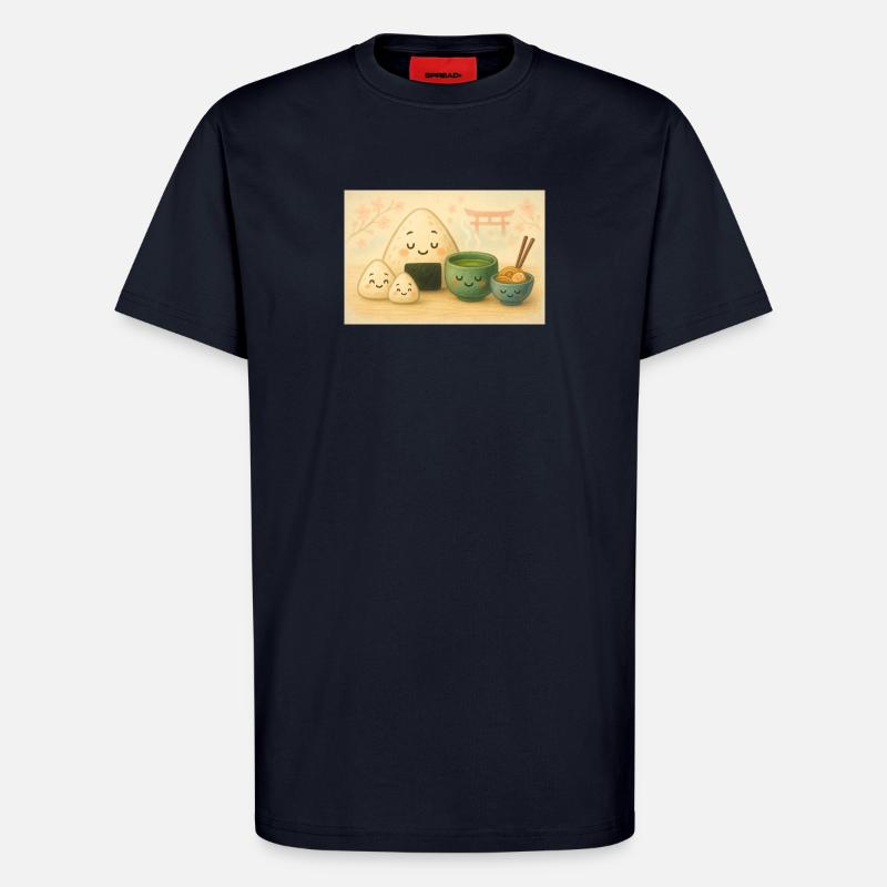 Kawaii Reisbällchen mit Tee Torii - T-Shirt - made by SPREAD - DARK NAVY