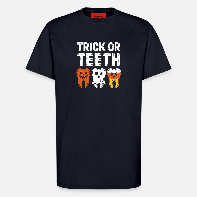 Trick oder Teeth Halloween-Trio - T-Shirt - made by SPREAD - DARK NAVY