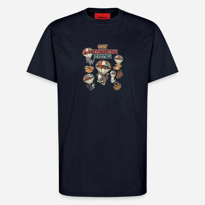 Système de distribution des chats - T-shirt bio décontracté fabriqué en UE - DARK NAVY