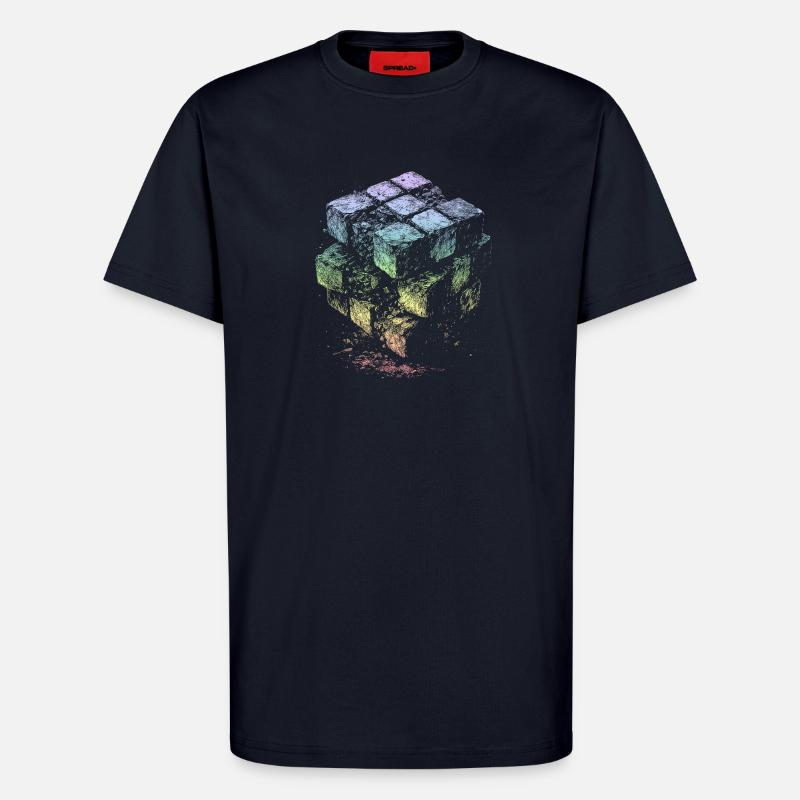 Couleurs arc-en-ciel du cube - T-shirt bio décontracté fabriqué en UE - DARK NAVY