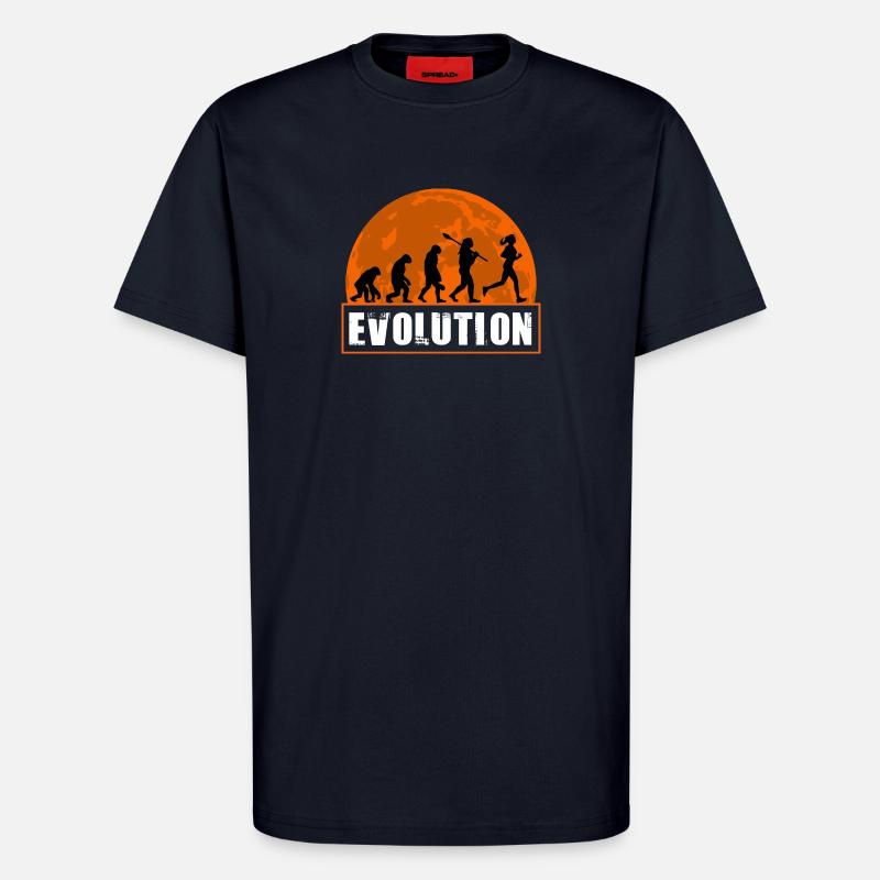 Running Evolution Running Girl Marathon Runner - T-Shirt - made by SPREAD - DARK NAVY