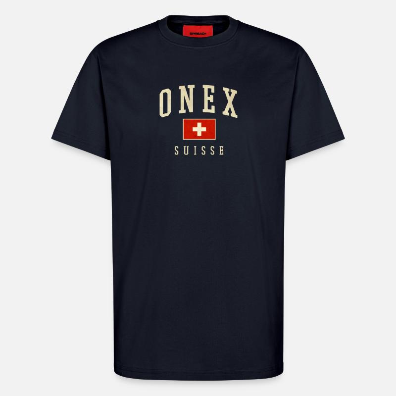 ONEX Schweiz Design - Schweizer Flagge - T-Shirt - made by SPREAD - DARK NAVY