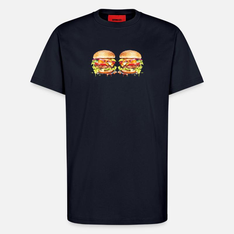Explosion de l’aquarelle de Burger - T-shirt bio décontracté fabriqué en UE - DARK NAVY