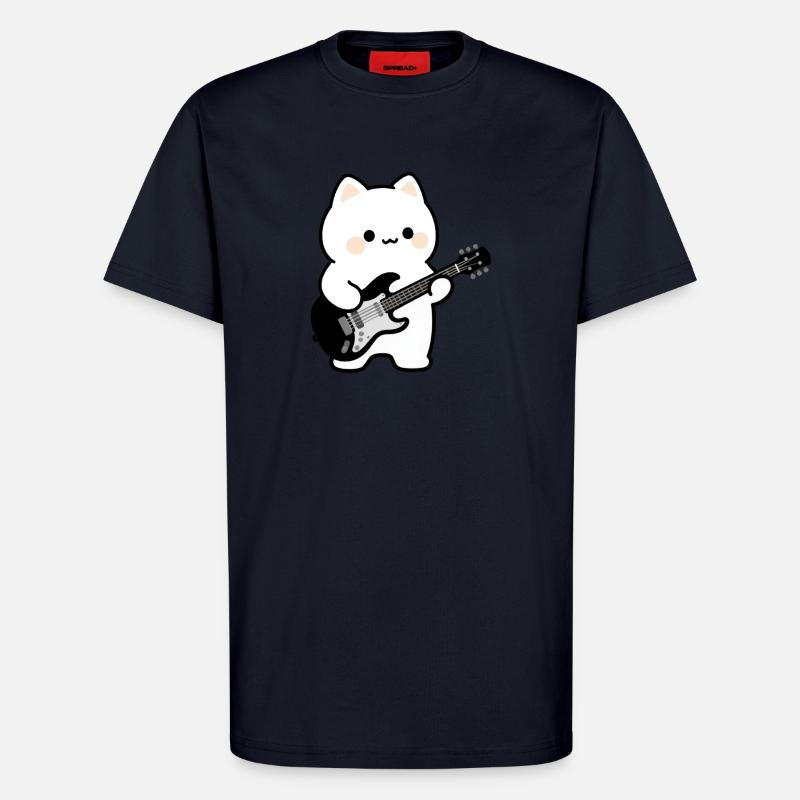 Kawaii Katze mit E-Gitarre - T-Shirt - made by SPREAD - DARK NAVY