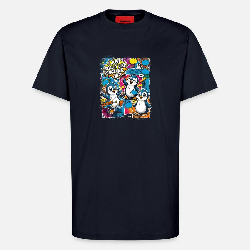 Penguin Pop Art Comic Collage - T-Shirt - made by SPREAD - DARK NAVY