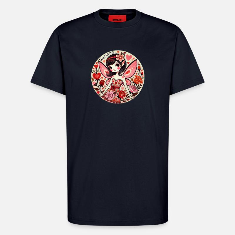 Fée de la Saint-Valentin Fleur - T-shirt bio décontracté fabriqué en UE - DARK NAVY