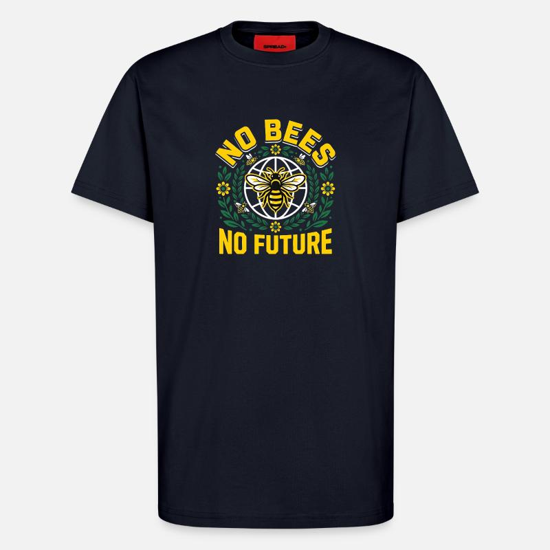 Save the Bees - Retro Umwelt Statement - T-Shirt - made by SPREAD - DARK NAVY